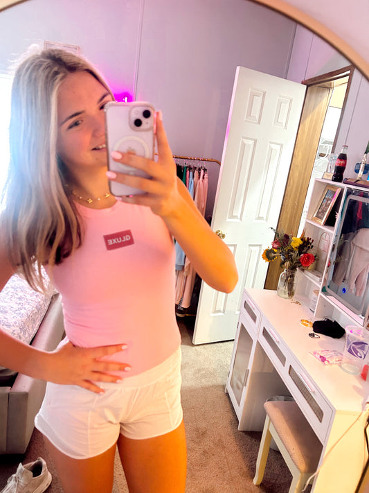 GLUXE pinky ribbed tank