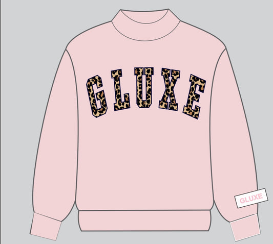 Leopard pink GLUXE mockneck