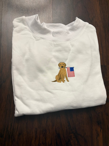 White American Flag Dog
Mockneck Sweatshirt 100%
Cotton